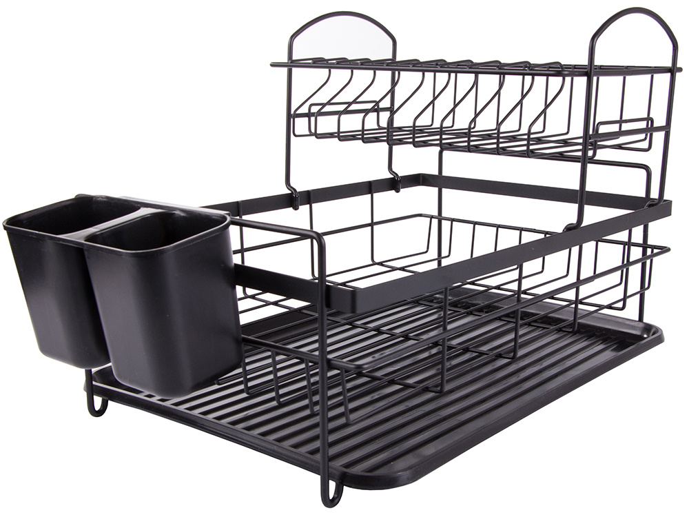 2-Tier Dish Drying Rack with Tray, Black (2)