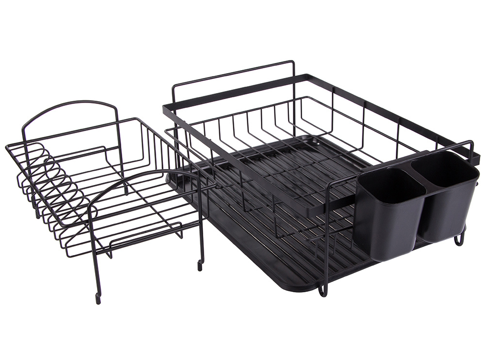 2-Tier Dish Drying Rack with Tray, Black (3)