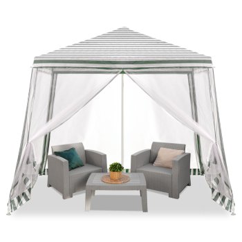 Garden Pavilion with Mosquito Net, White 3x3 m
