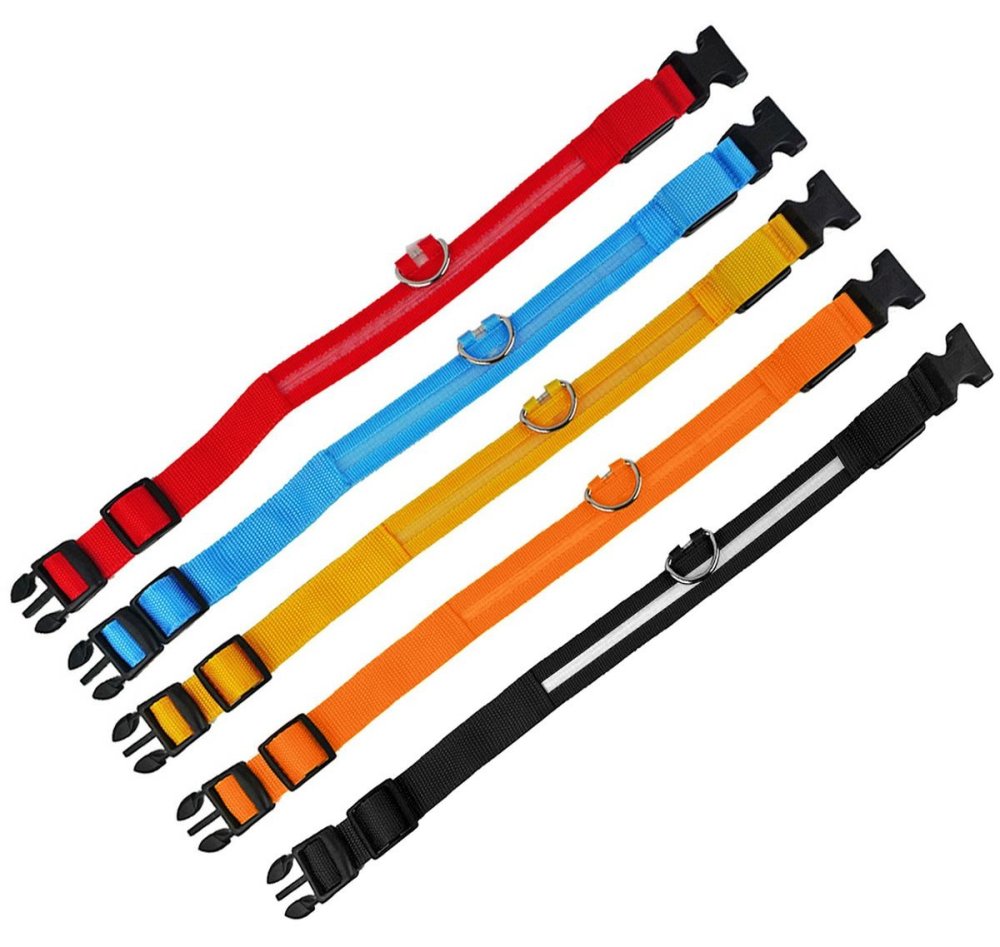 LED Light Up Dog Collar, Adjustable 46-54 cm, Black (2)
