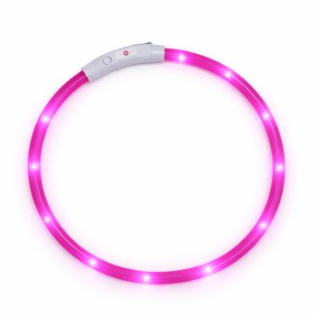 LED Dog Collar Adjustable Light Up Pet Safety Collar, Pink