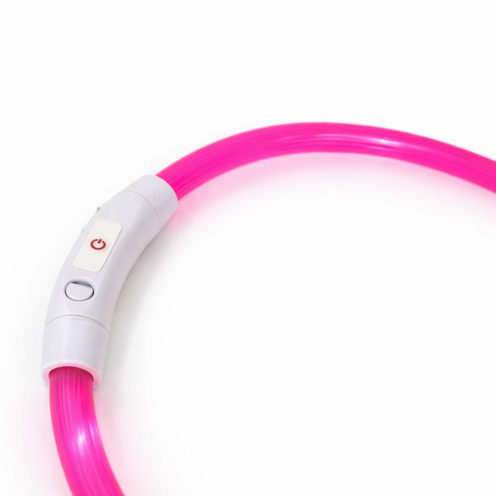 LED Dog Collar Adjustable Light Up Pet Safety Collar, Pink (1)