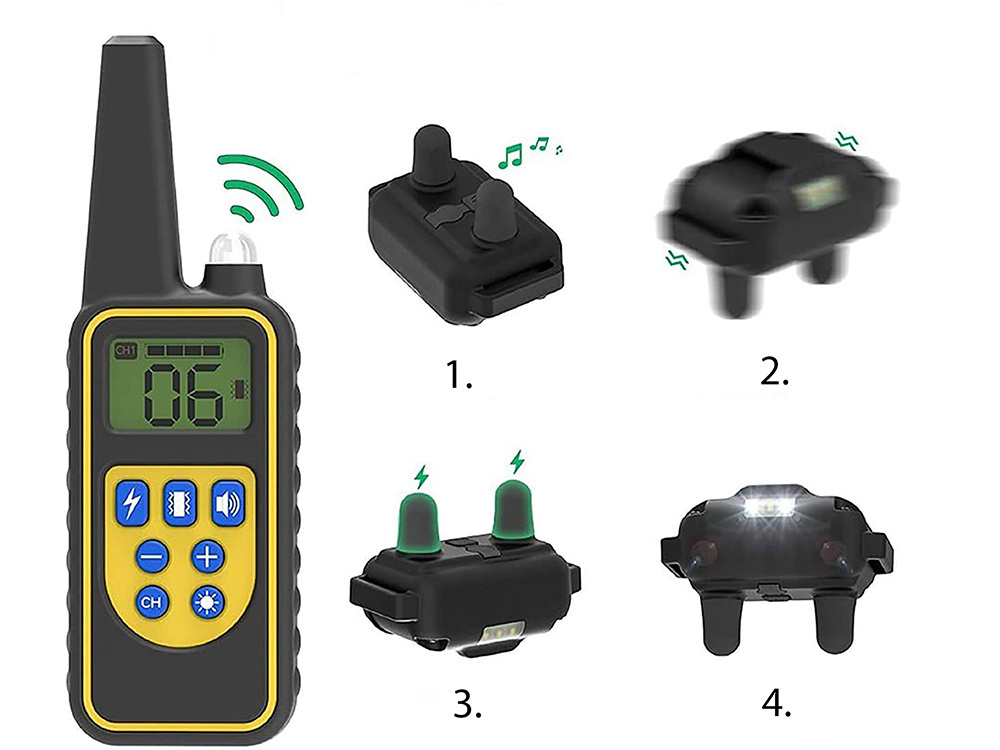 Electric dog training collar with remote, 800 m range, black (0)