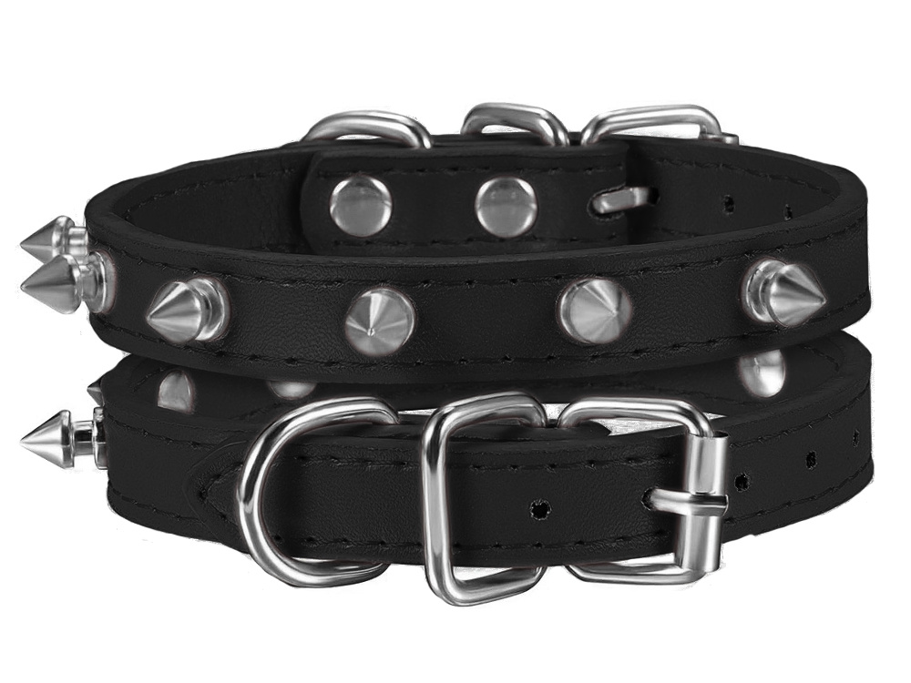 Adjustable Eco-Leather Studded Dog Collar L (1)