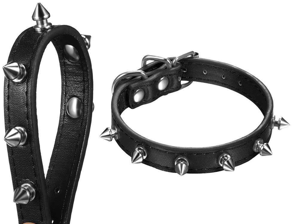 Adjustable Eco-Leather Studded Dog Collar L (2)