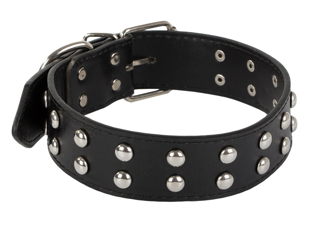 Adjustable eco-leather dog collar with studs L (0)