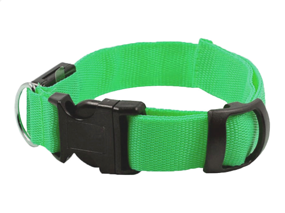Adjustable Light Up LED Dog and Cat Collar, up to 59 cm, Green (1)