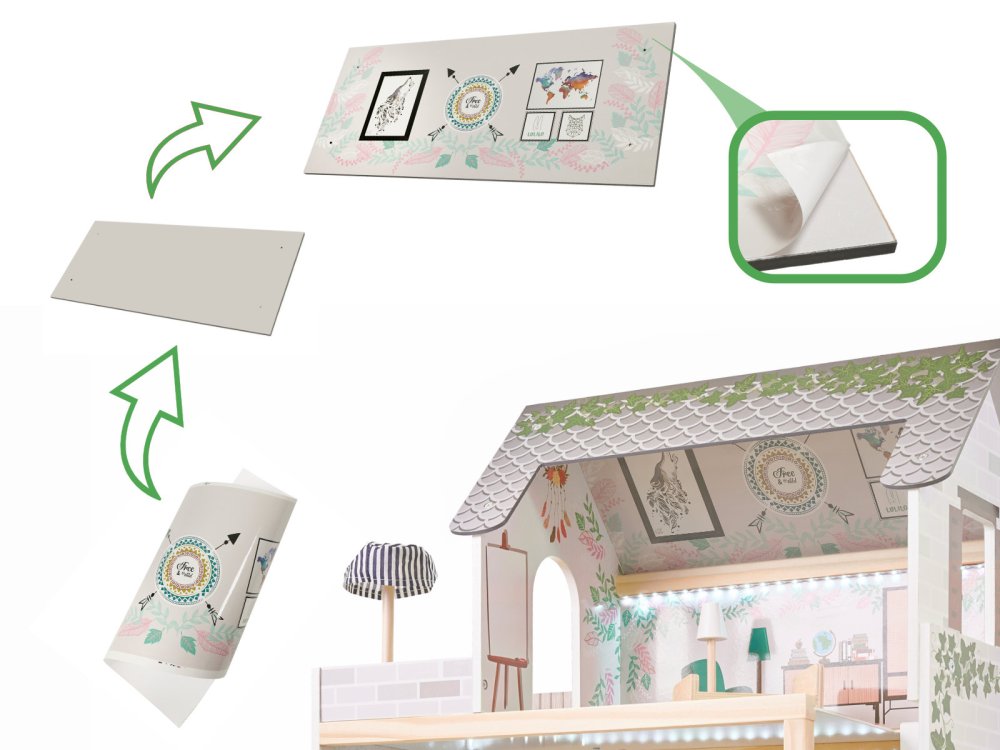 LULILO Wooden Play Dollhouse with Furniture and LED Lightning, 78cm (13)