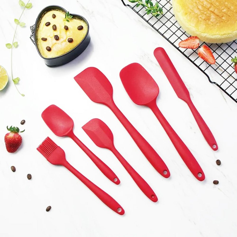 Kitchen Spatula and Brush Set, 6 pcs, Red, Silicone (0)