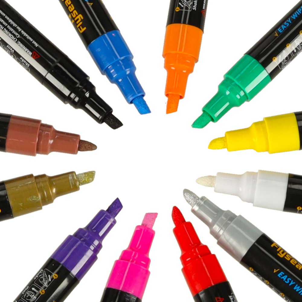 Markers for Glass, Ceramics and Chalkboards, 12 Pcs (2)