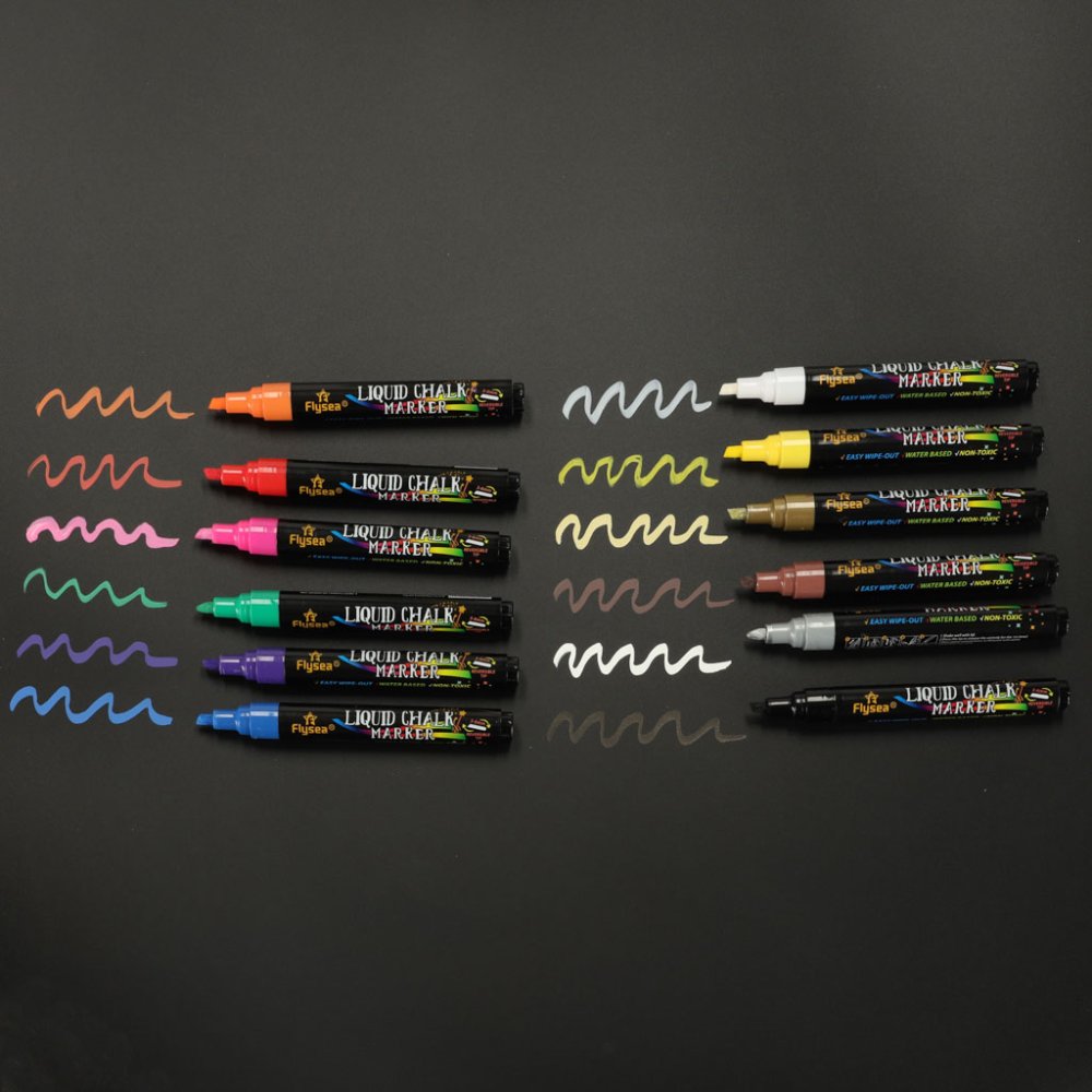 Markers for Glass, Ceramics and Chalkboards, 12 Pcs (8)