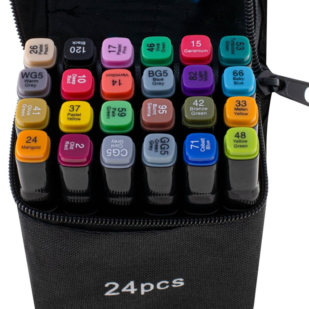 Double-Sided Alcohol Markers in Case 24 pcs + Stand (3)