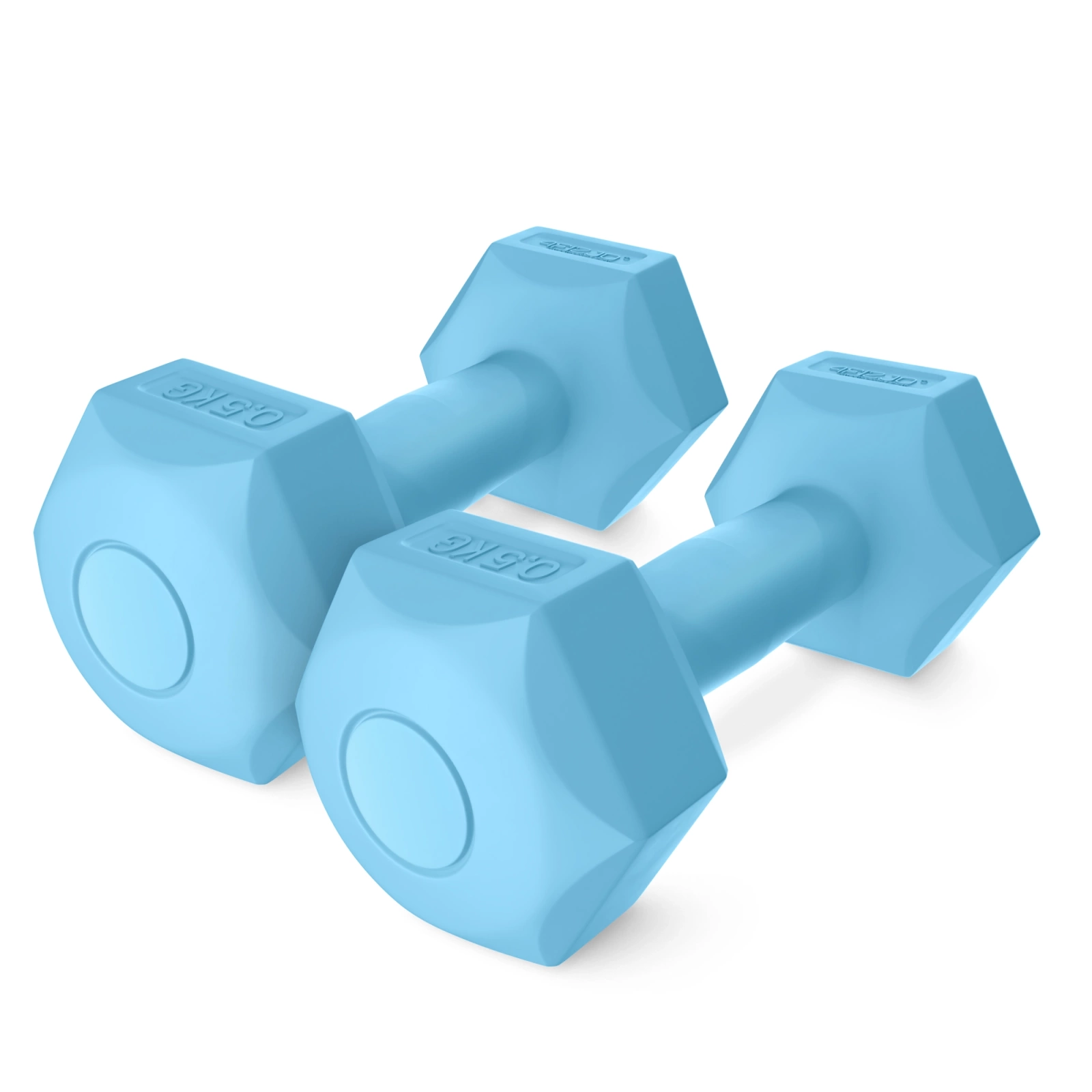 4FIZJO Vinyl Hex Dumbbells Set 2 x 0.5 kg for Home Gym Workouts, Light Blue