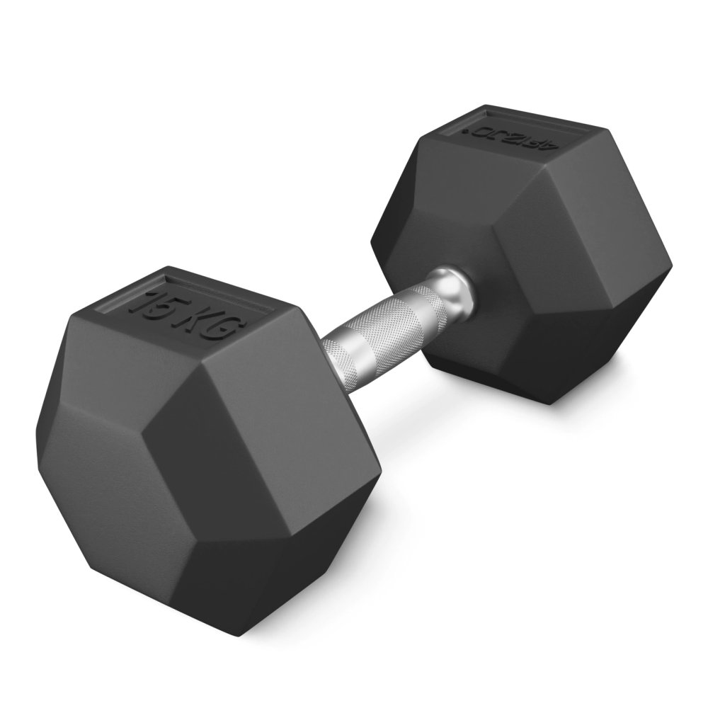 Hex Dumbbell 15 kg for Strength Training 4FIZJO, black (3)