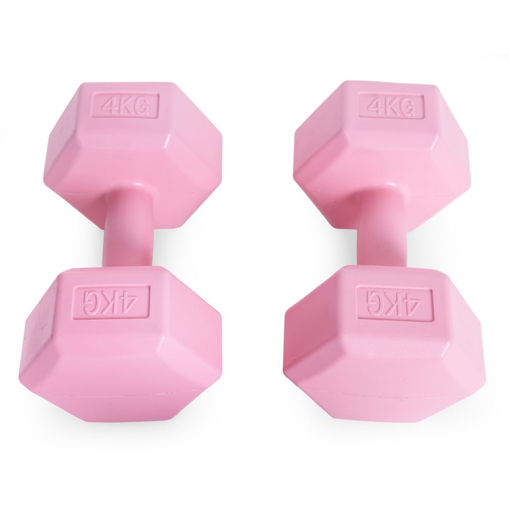 ModernHome Hex Dumbbell Set 2x4 kg Exercise Weights for Fitness, Pink (1)