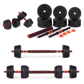 Adjustable Dumbbell Set 20 kg (2×10 kg) with Barbell Connector by ModernHome