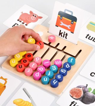 Educational Development Board with Letters and Words, 26 letters and 12 cards
