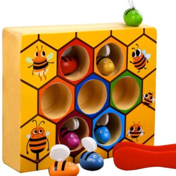 Kruzzel Wooden Beehive Honeycomb Game for Toddlers 21910