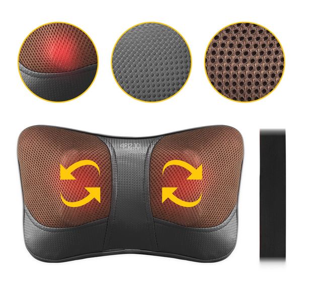 4FIZJO SHIATSU ULTRA+ Heated Neck Massage Cushion Pillow Body Massager, Brown (7)