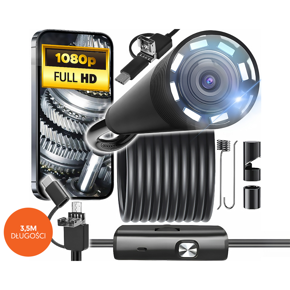 LTC USB Type C / Micro USB Smartphone Borescope Endoscope Inspection Camera 3.5m