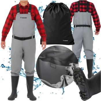 TRIZAND Fishing Chest Waders with Boots, Waterproof, Size 41