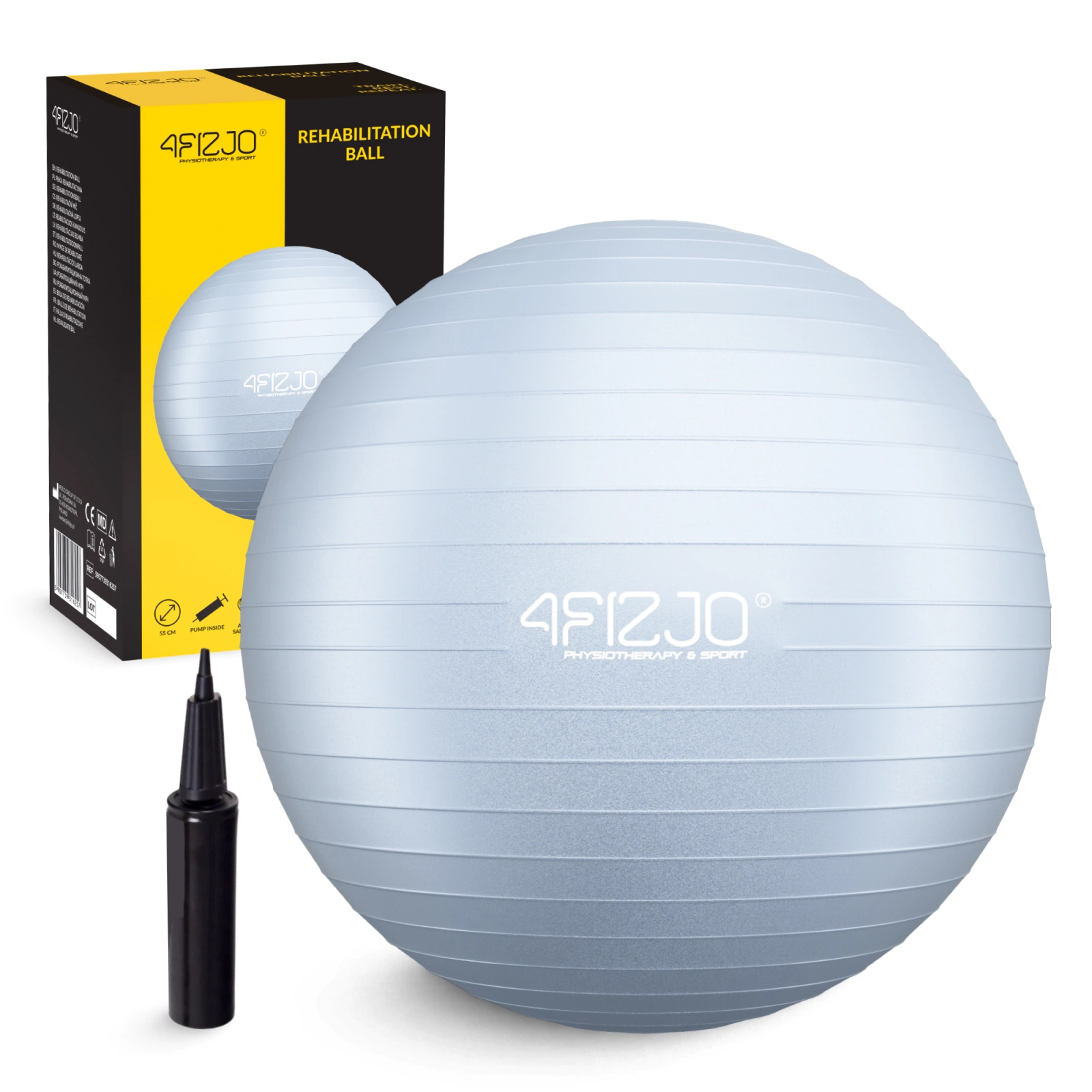 4FIZJO 55cm Exercise Ball for Stability, Yoga & Physical Therapy, Grey
