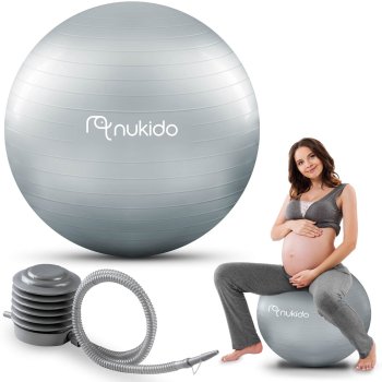 Nukido 65 cm Gray Pregnancy Exercise Ball NS-951 - Perfect for Aerobics & Fitness