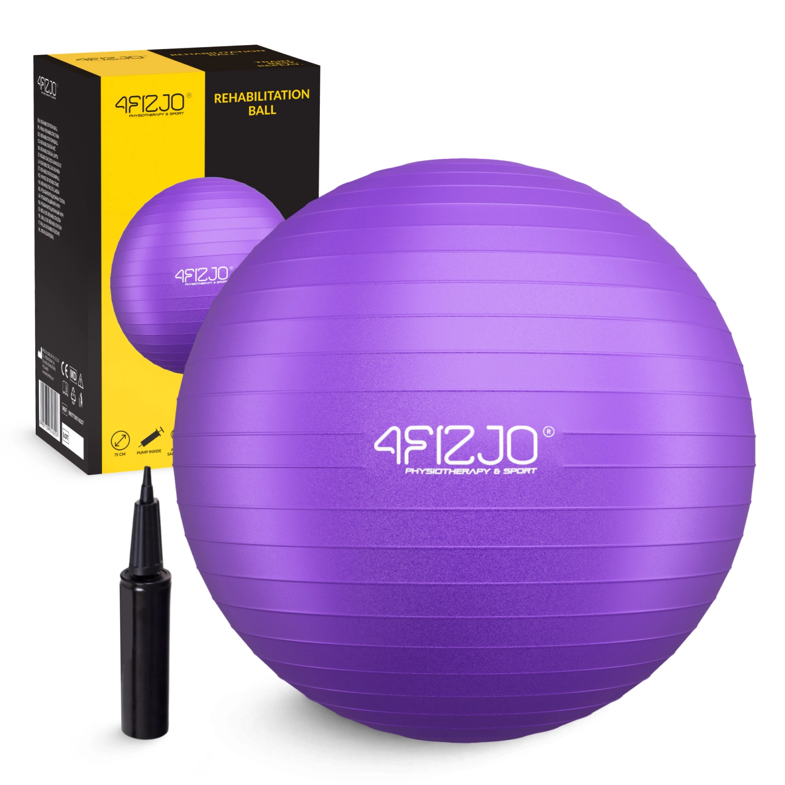 4FIZJO Reh Ball 75 cm Exercise Stability Ball with Pump, purple