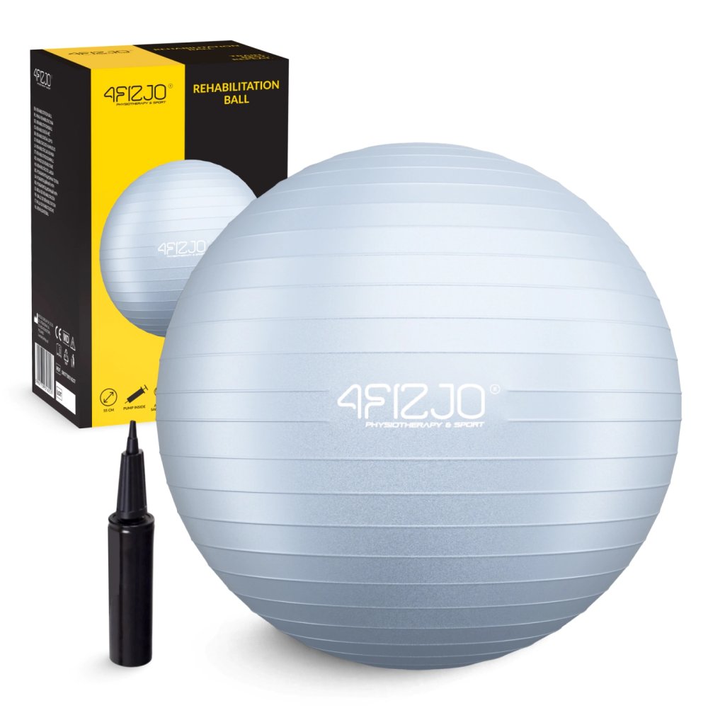 4FIZJO 55cm Exercise Ball for Stability, Yoga & Physical Therapy, Grey (3)
