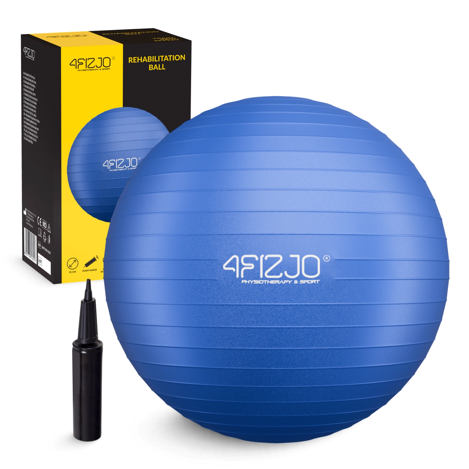 4FIZJO Exercise Ball 55cm for Yoga & Physical Therapy, Anti-Burst - blue