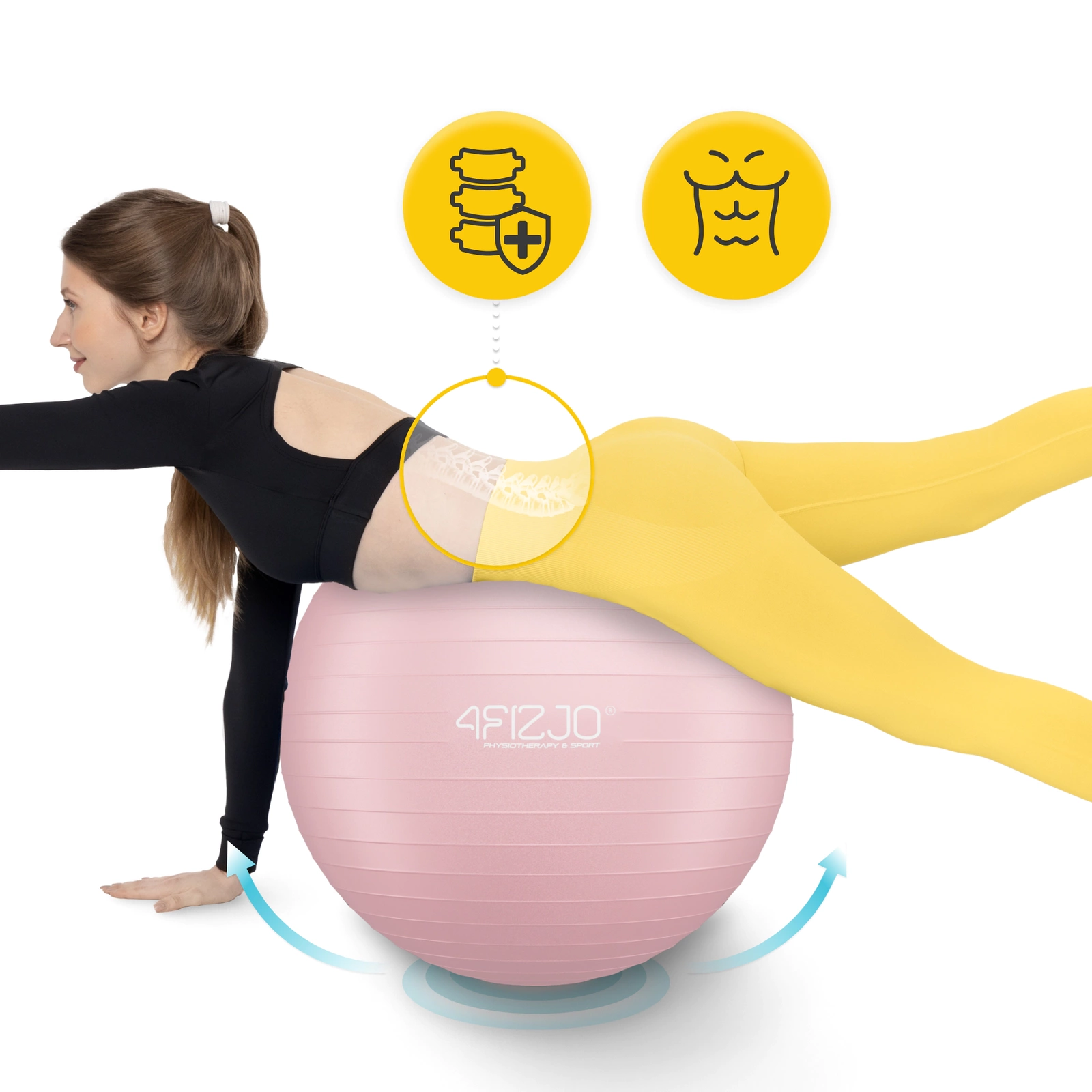 4FIZJO 65cm Exercise Stability Ball for Yoga & Physical Therapy, Pink (0)