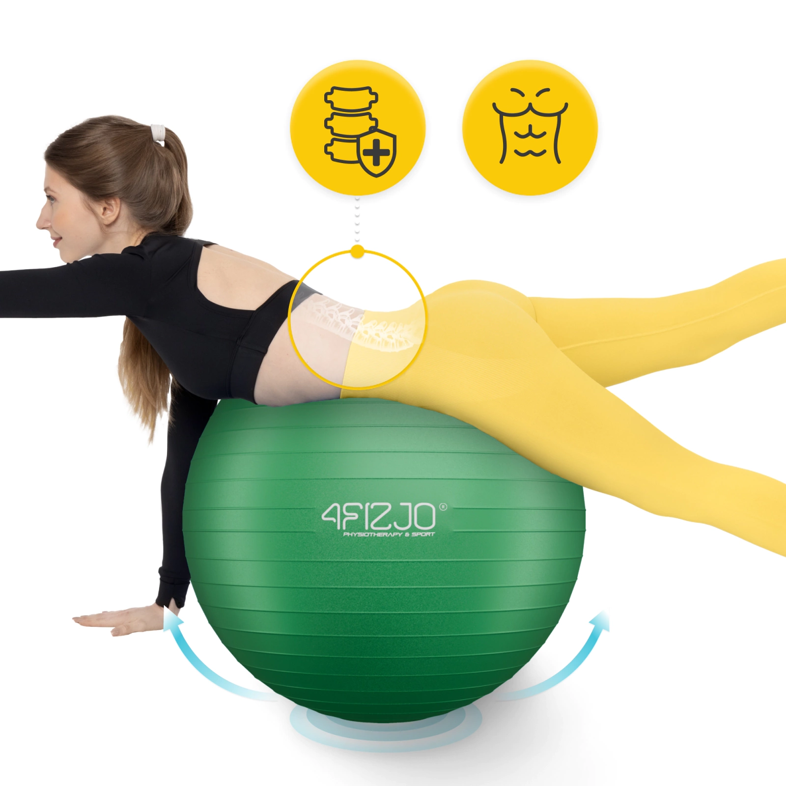 4FIZJO Exercise Stability Ball 85cm for Yoga & Physical Therapy, Green (1)