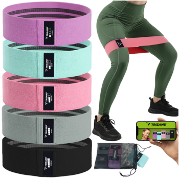 Trizand Fabric Resistance Bands Set, 5 Pack Exercise Booty Bands for Legs & Glutes 25877