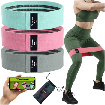Fabric Resistance Bands for Legs and Glutes Trizand 25876, Set of 3 Exercise Loops