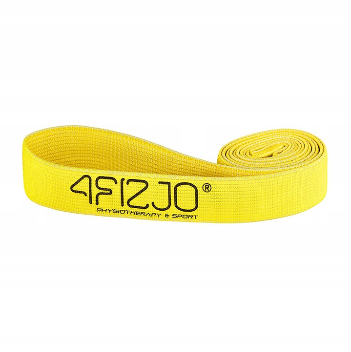 4Fizjo Flex Band Long Flexible Textile Training Loop Strap Tape, Yellow (High resistance, 5/5) (1)
