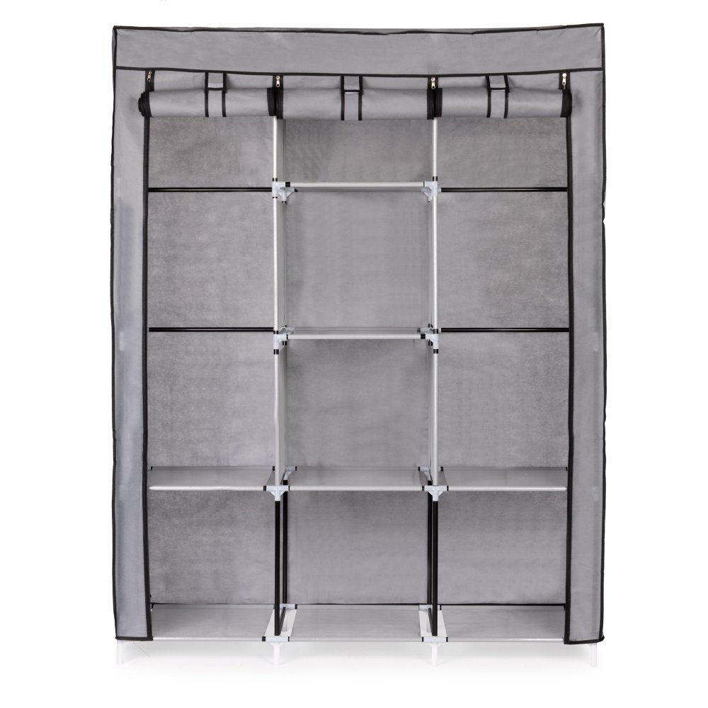 Large Fabric Wardrobe with Shelves and Hanging Rail Clothes Organizer ModernHome (1)