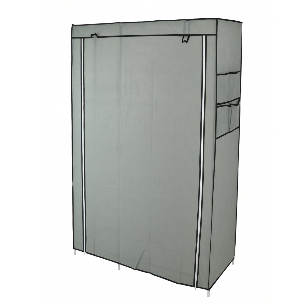 Portable Closet Wardrobe Freestanding Clothes Organizer with Shelves, Grey (1)