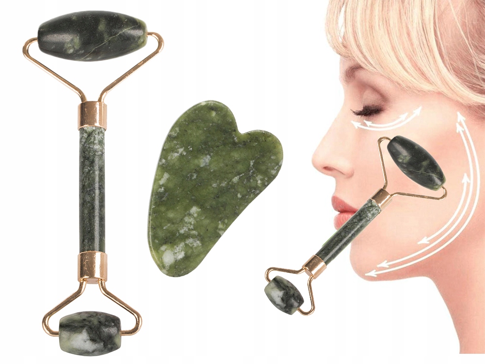 Jade Face Roller with Gua Sha Massage Plate, Different Colors (0)
