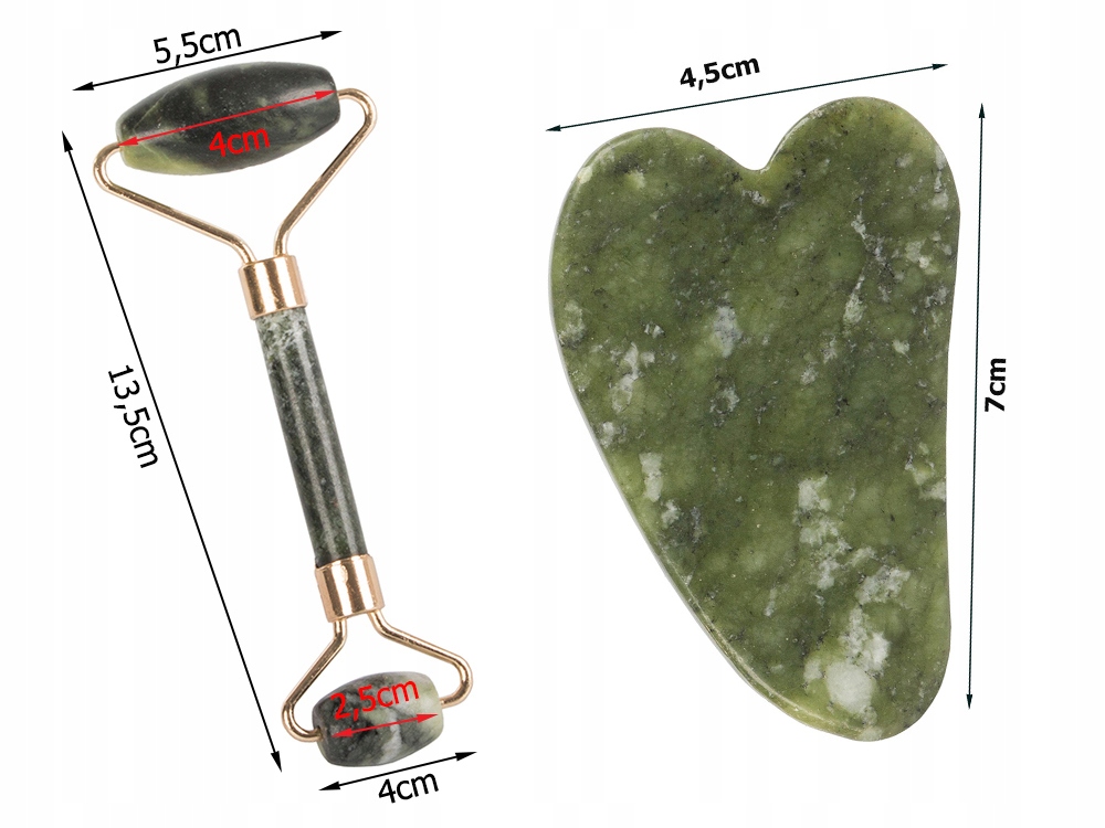 Jade Face Roller with Gua Sha Massage Plate, Different Colors (2)