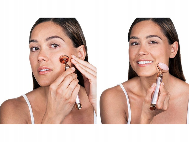 Rose Quartz Face and Neck Vibrating Massager Roller with Two Nozzles (1)