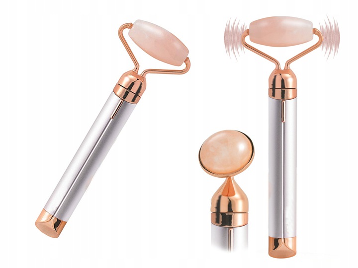 Rose Quartz Face and Neck Vibrating Massager Roller with Two Nozzles (5)