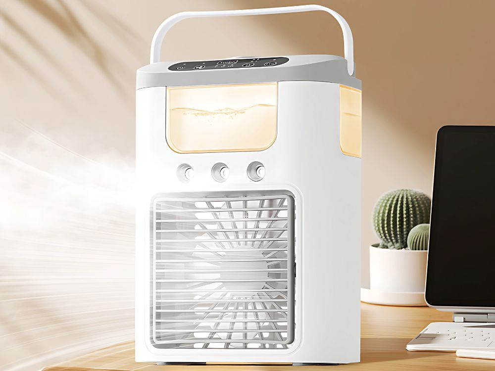 Portable Air Cooler Desk Fan with Humidifier USB RGB LED 3-Speed (0)