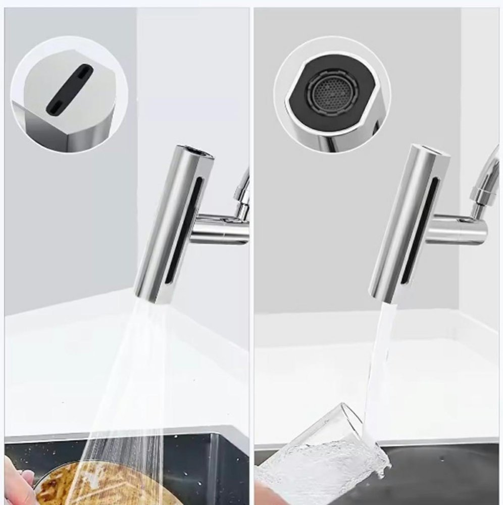 Swivel Faucet Aerator with 3 Modes, M22, ABS Plastic, Chrome (1)