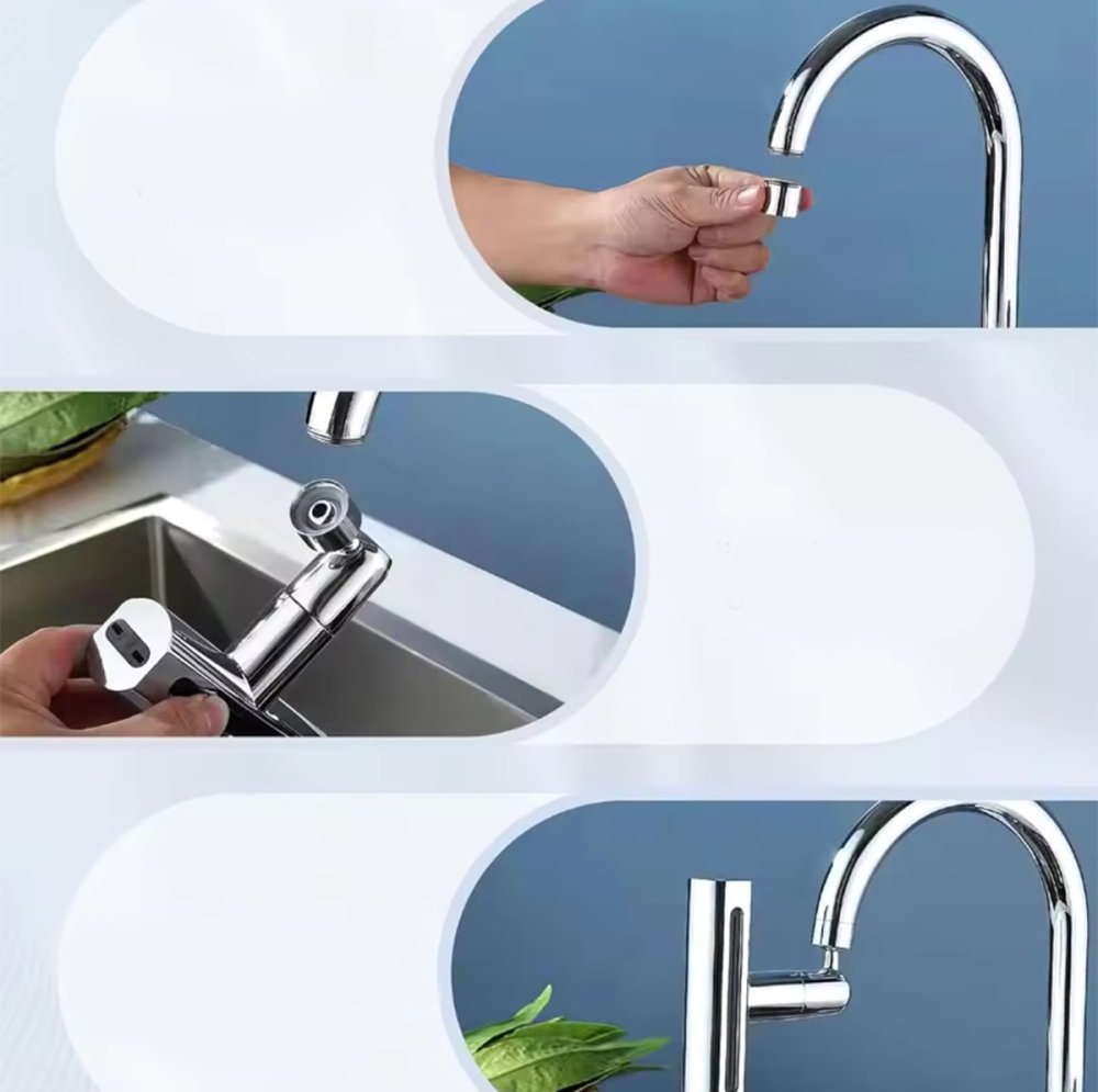 Swivel Faucet Aerator with 3 Modes, M22, ABS Plastic, Chrome (3)