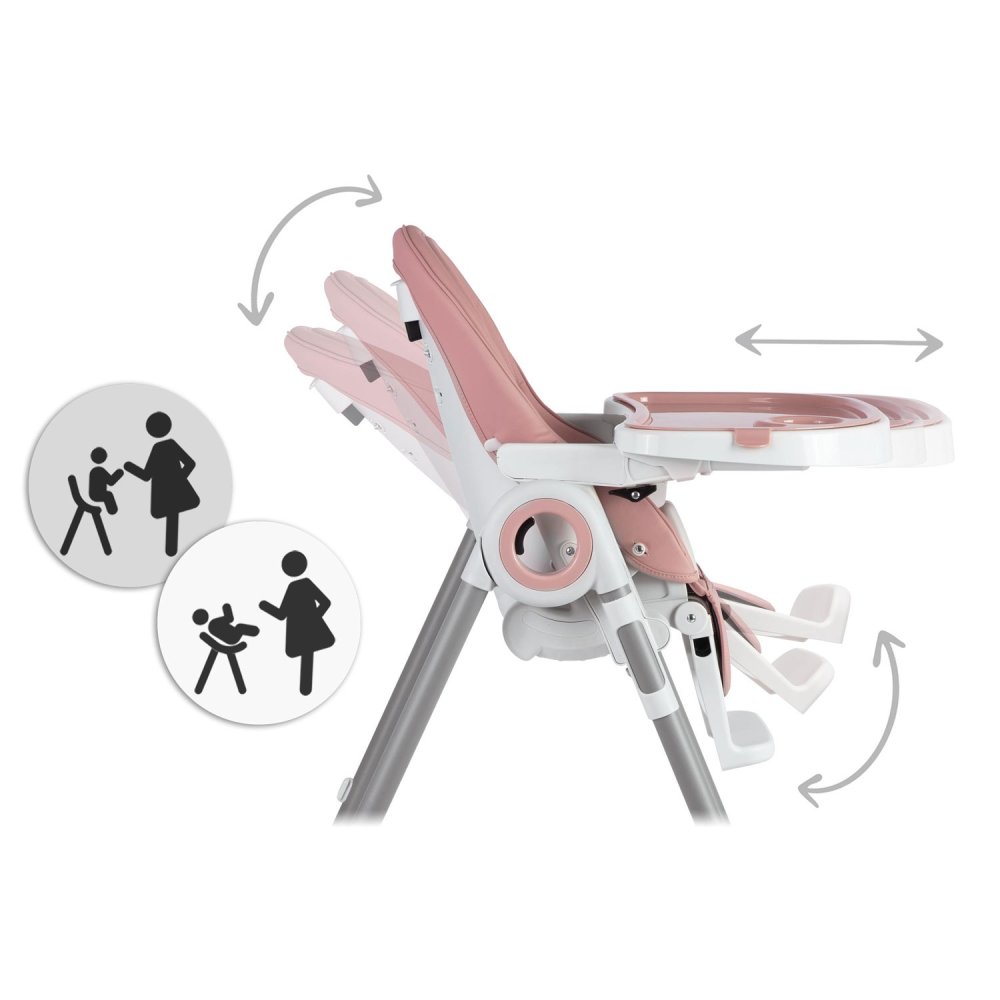 Nukido Belo Adjustable Baby High Chair with Removable Tray and Toy Bar, Pink (3)