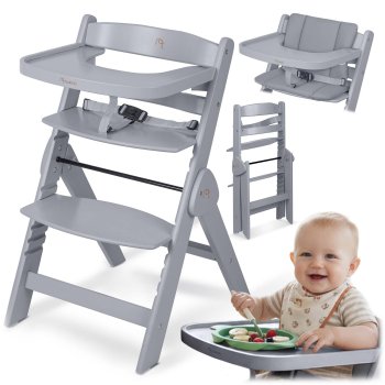 Nukido Timo Wooden High Chair, Adjustable & Foldable for Babies and Toddlers