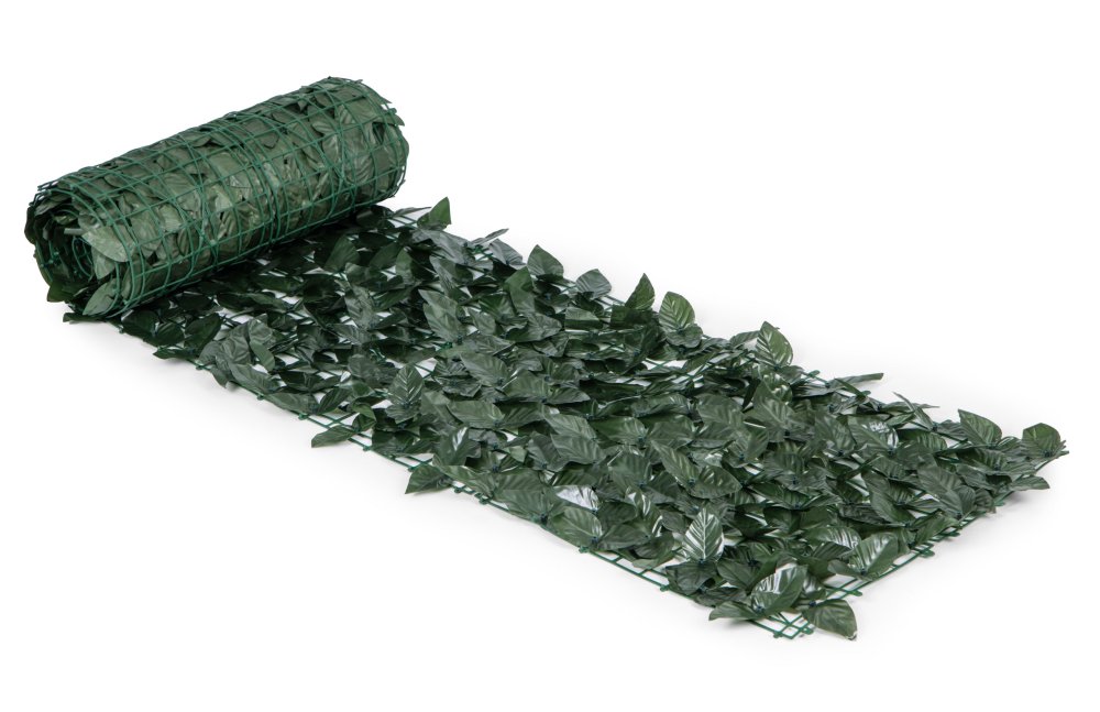 Artificial hedge privacy screen 500x50 cm for balcony, dark green (1)