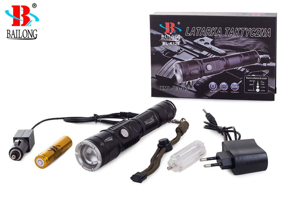 BAILONG Tactic LED Flashlight Aircraft Aluminum CREE ZOOM (4)