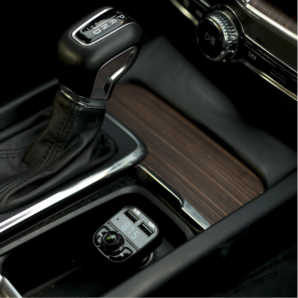 Bluetooth FM Transmitter for Car, Forever TR-330 Hands-Free Kit with 3.1A Dual USB, Black (3)