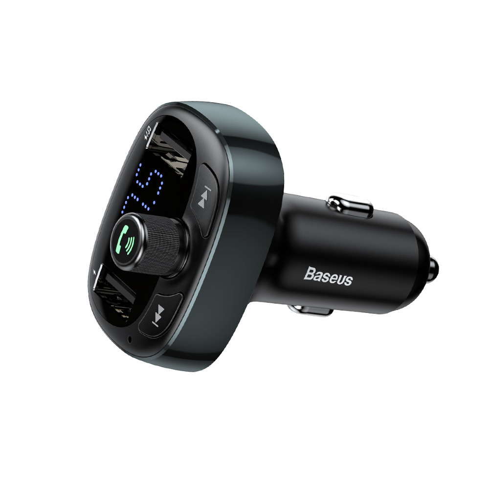 Baseus S-09 Bluetooth FM Transmitter for Car, 18W USB Car Charger MP3 Player, Black (2)